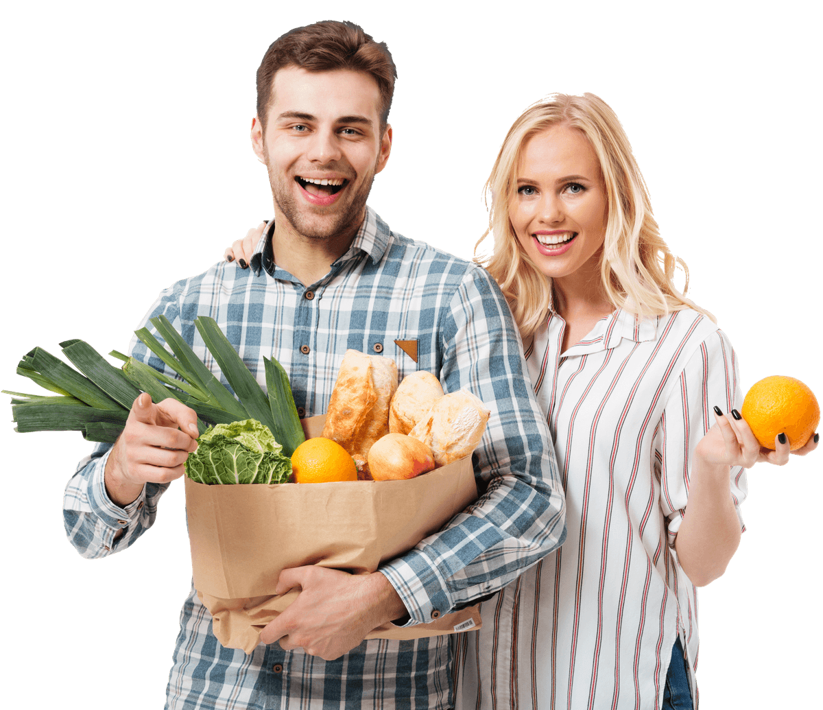 portrait-attractive-couple-holding-paper-shopping-bag